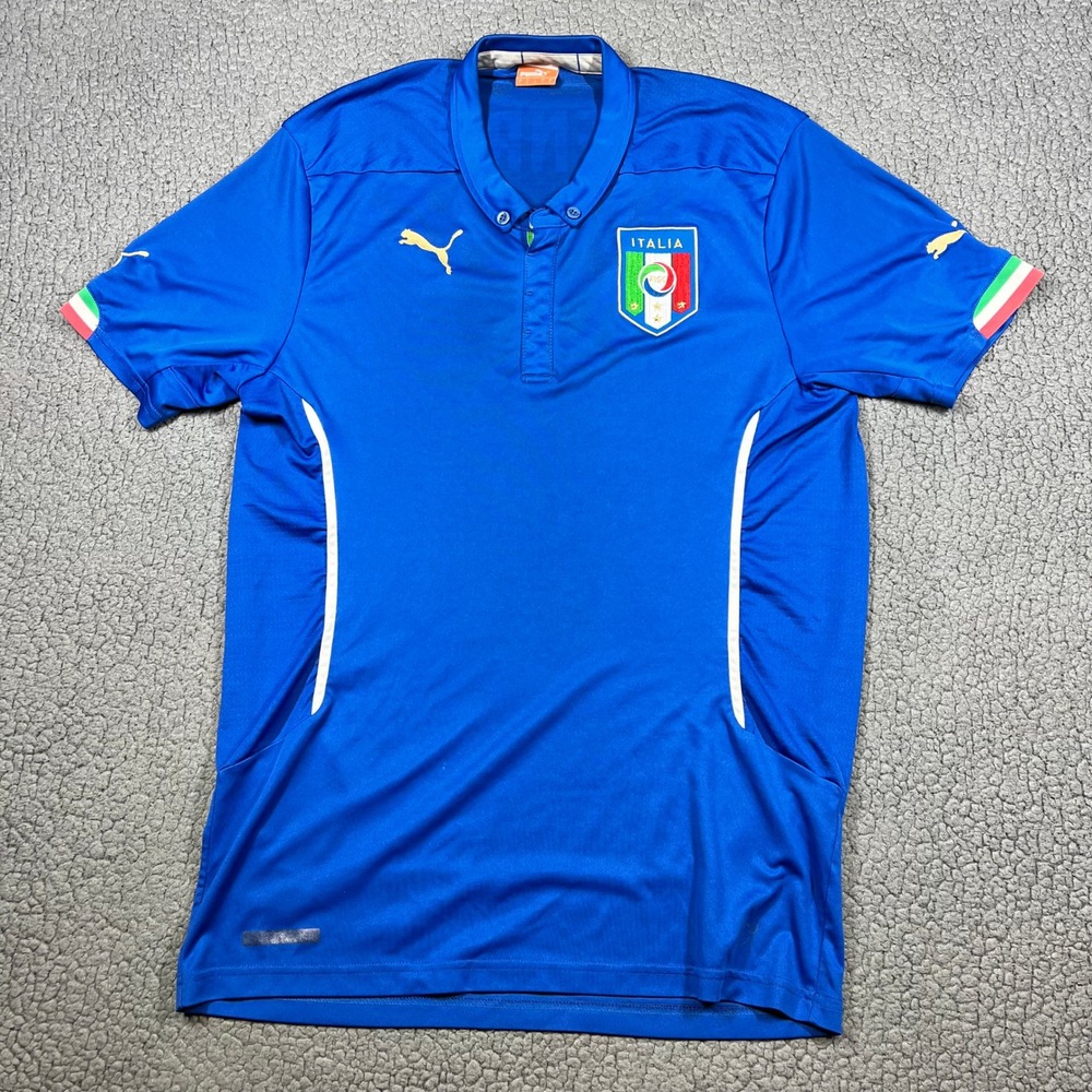 Puma Italy Soccer Football Home Jersey 2014 Mens Large Blue Italia Short Sleeve